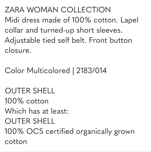 Zara Japanese Nature Watercolor Bird Print belted Midi Shirt Dress NWT 2183/014 - Picture 11 of 11